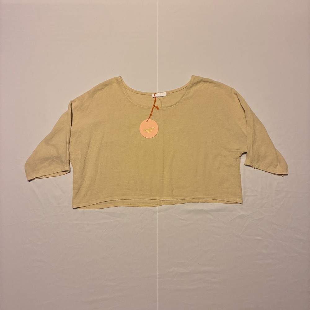 Marisima NWT beige/tan linen type material -Cropped Top